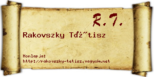 Rakovszky Tétisz névjegykártya